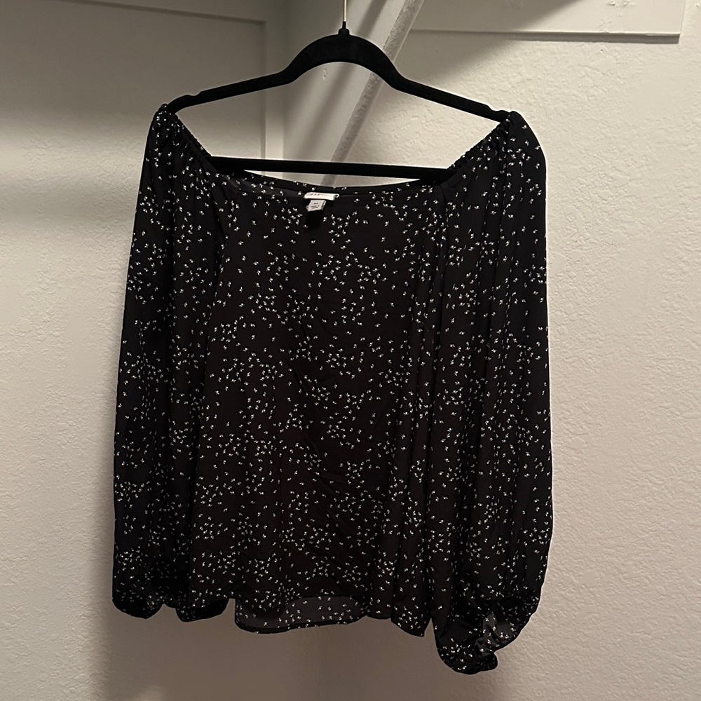 A New Day Speckled Black Blouse